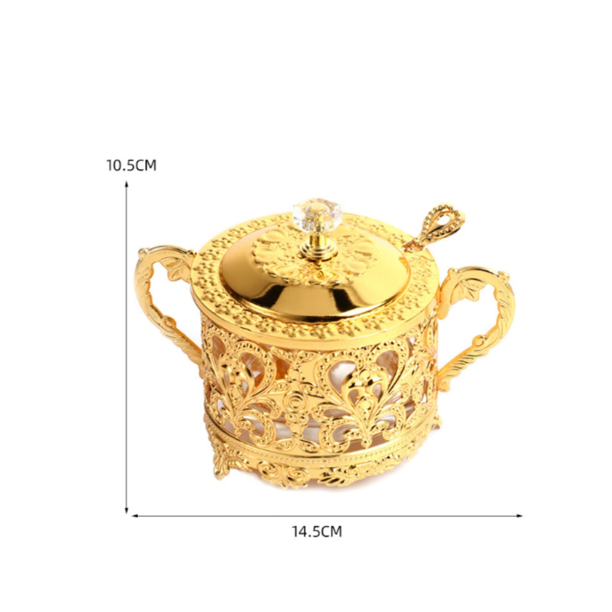 Filigree Condiment Jar Glossy Kitchen Storage Spoon Included