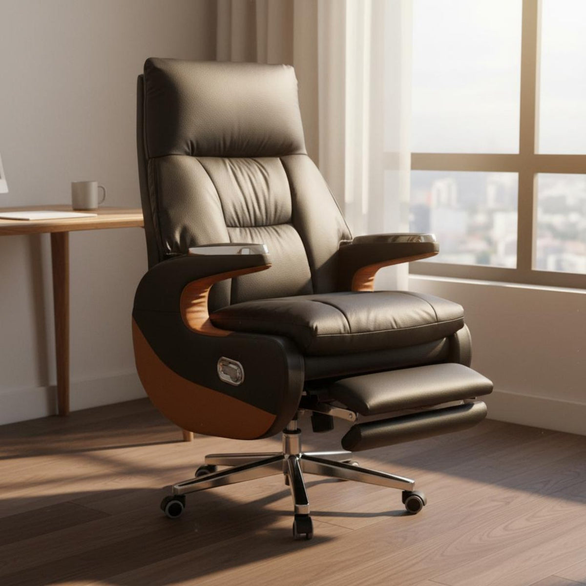 Highrear Recliner with Footrest Comfortable Managerial Chair Reclining Function Computer Seating for Managerials, @telecommuting Workers, Study Room