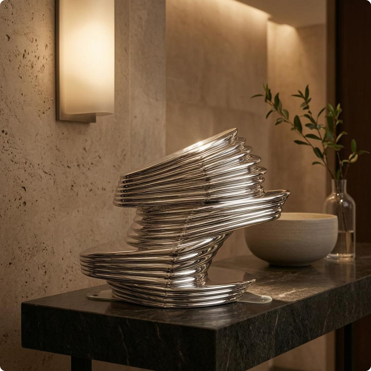 Decorative Resin Vase Electroplated Finish Sculptural Vase Home Decor for Hotel