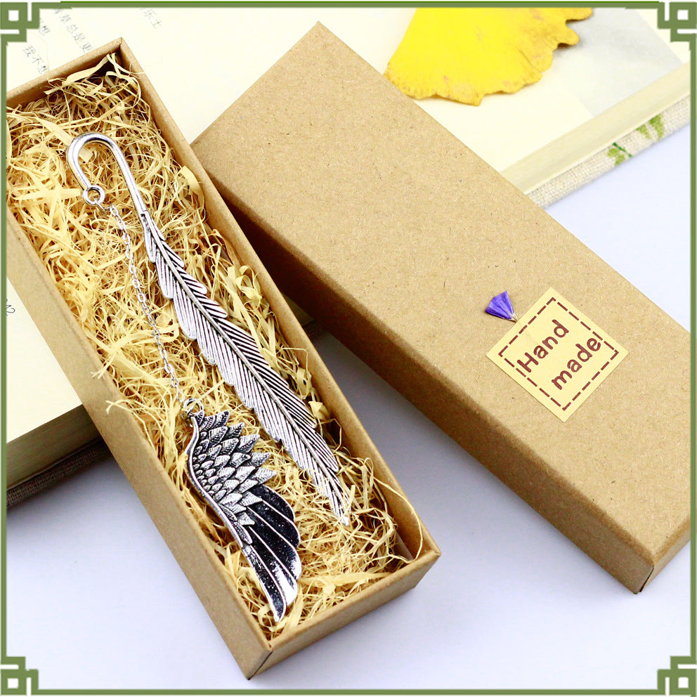 Cicada Wing Metal Feather Bookmark, Vintage Chinese Style Gift for Students