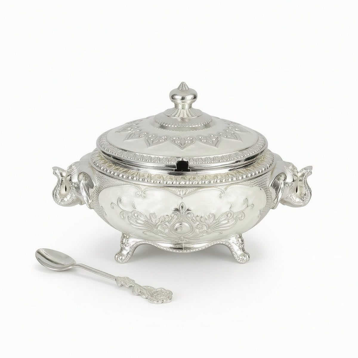 Sugar Bowl with Lid and Spoon Ornate Sugar Bowl with Lid Lidded for Hosts