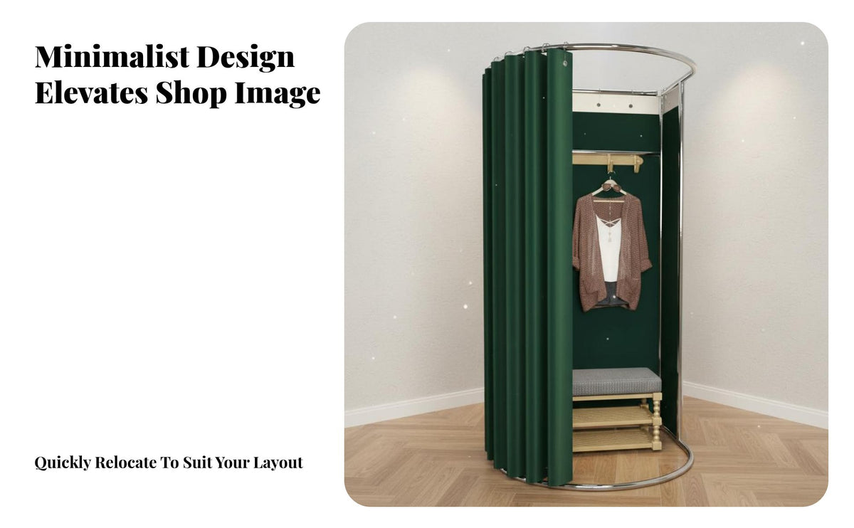 Sturdy Metal Frame Mobile Dressing Room Includes Clothes Hook Mobile Dressing Cubicle with Curtain Easy Assembly Portable Fitting Room Spacious Interior for Boutique Owners, Event Planners, Shopping Mall, Temporary Shop, Photo Studio, Dormitory