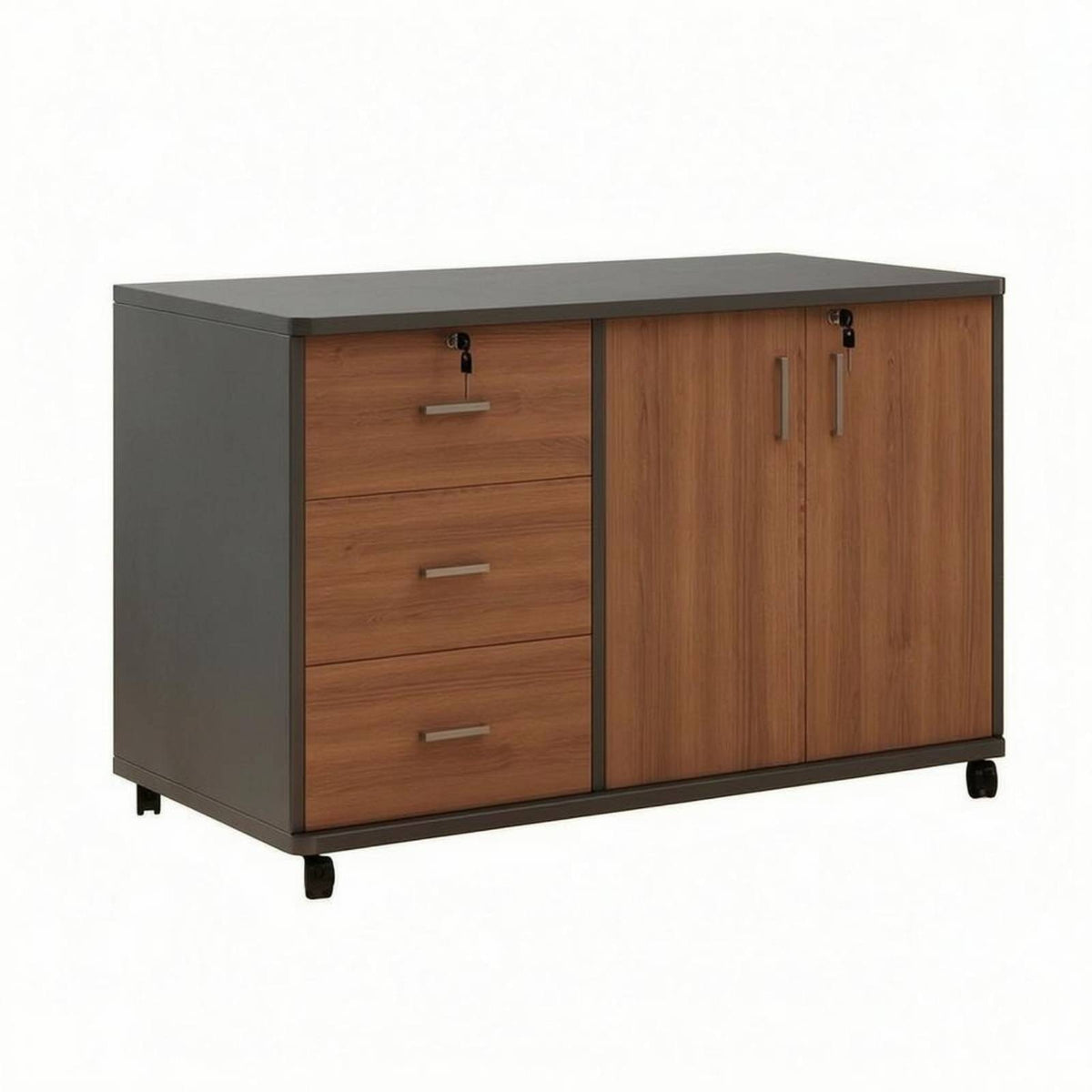 Mobile Office Storage Cabinet Low-Profile Mobile File Cabinet Caster Wheels