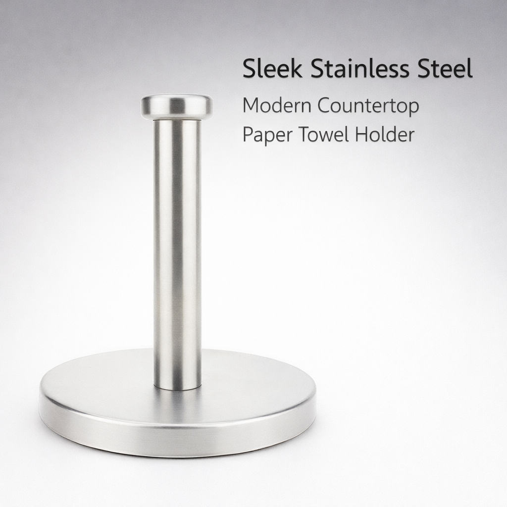 Table Metal Freestanding Dispensing Paper Towel Holder for Kitchen and Dining Room, Stainless Steel Roll for Families
