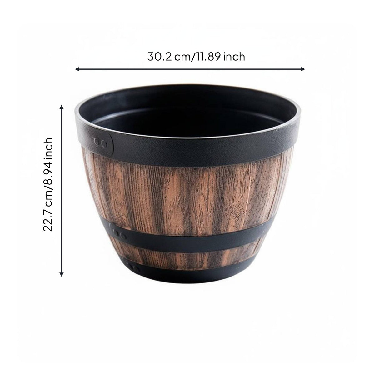 Rustic Garden Planter Lightweight Whiskey Barrel Planter Sturdy PP Material