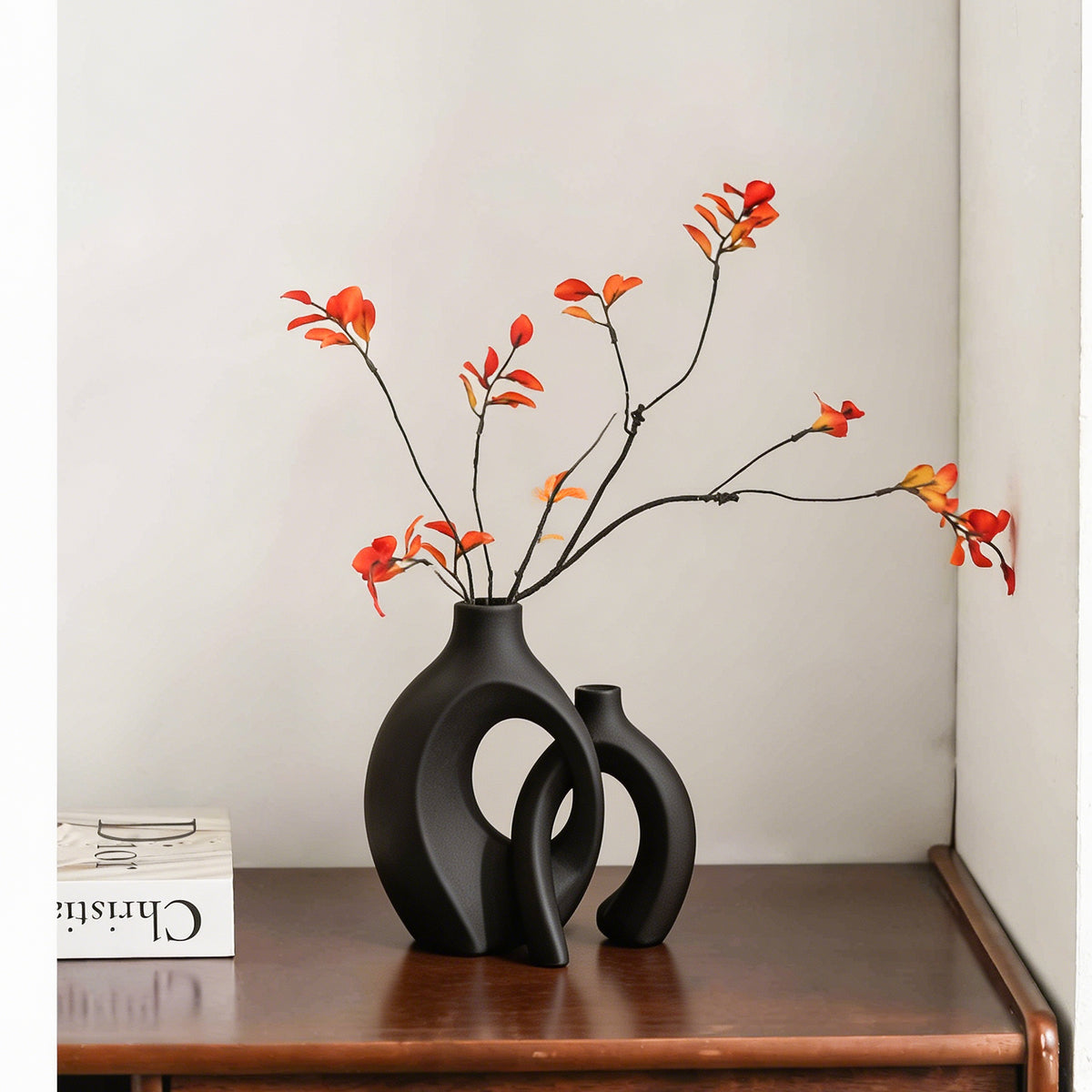 White Ceramic Vase with Spray-Painted Finish