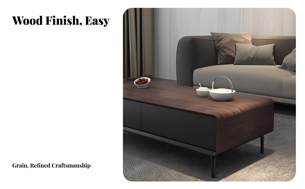 Modern Minimalist design 2-Tier Rectangular Coffee Table Large Storage Space dual-level Rectangular Table Sturdy and Stable Household Furniture scuffResistant for Apartment Dwellers, Homeowners, Families, Living Room, Lounge, Reception Area, Office