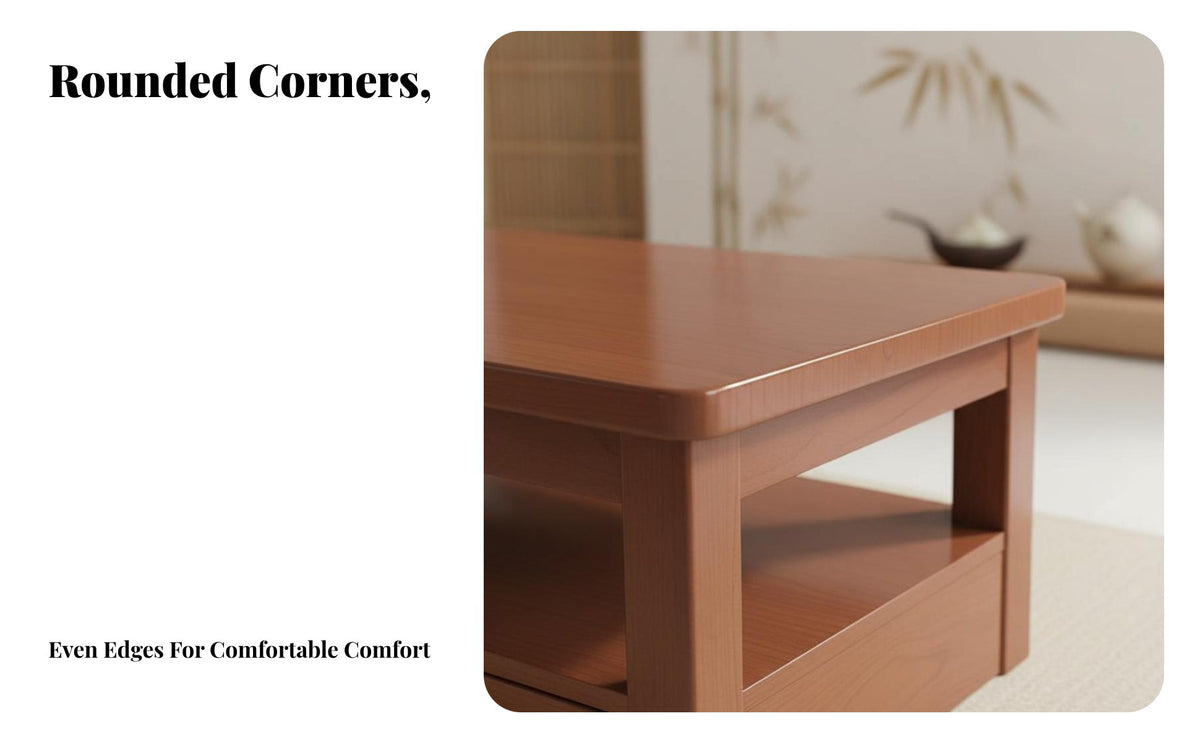 New Chinese Aesthetic Rectangular Coffee Table with Shelf Sturdy Construction Coffee Table with Storage Shelf Stable Design Living Room Furniture Hand Polished for Tea Lovers, Families, Homeowners, Apartment, Reception Area