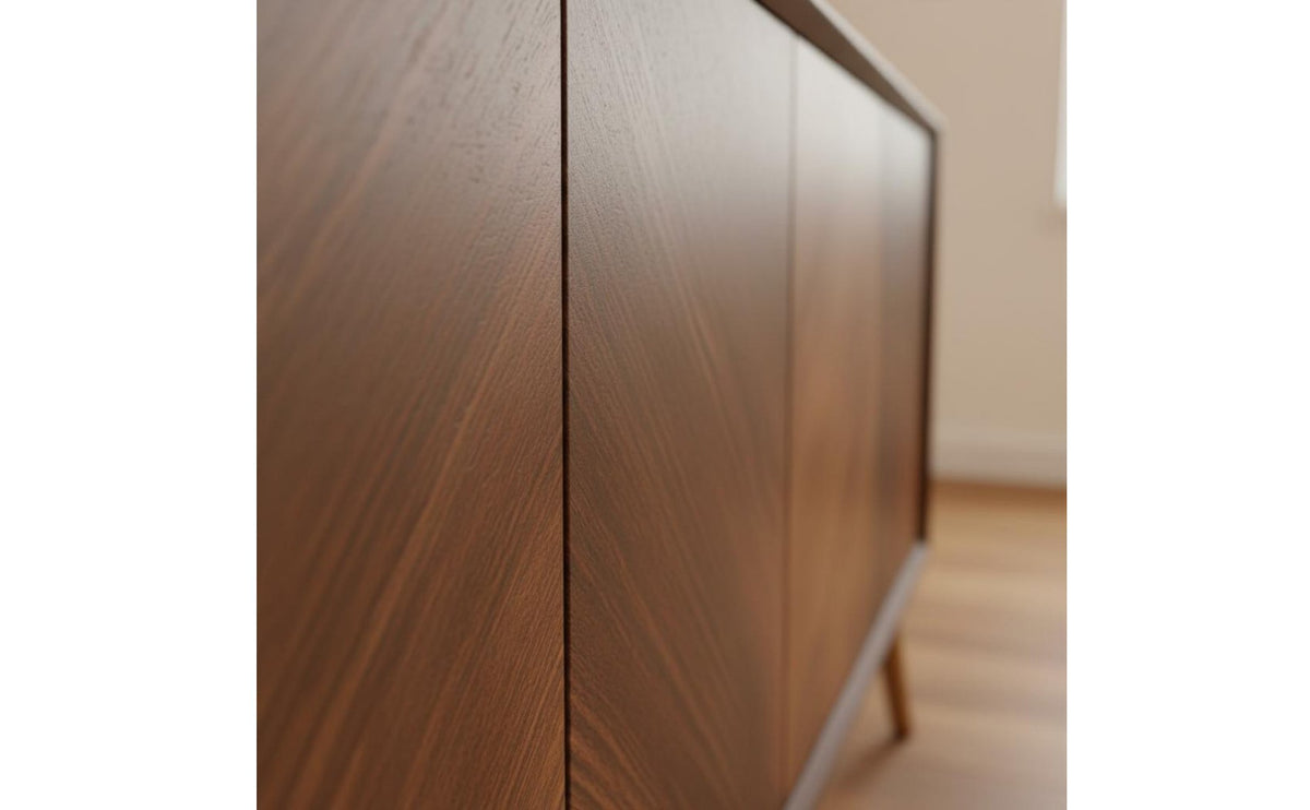 Minimalist Aesthetic Solid Wood Buffet Cabinet Chevron Pattern Doors Retro Accent Storage Cabinet Household Furniture for Living Room