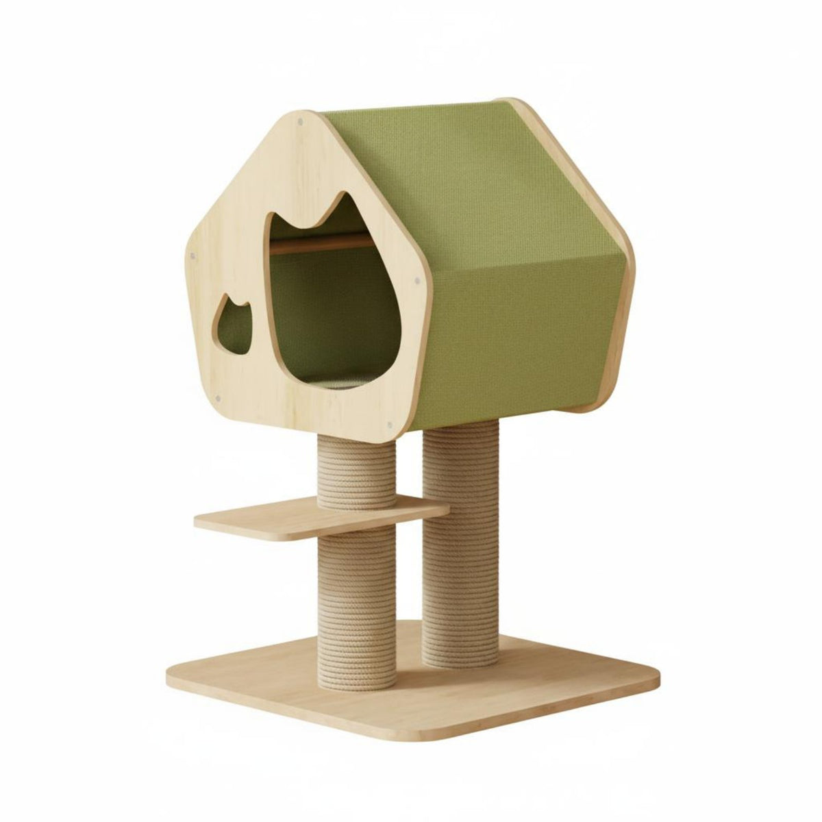 Small Cat Climbing Frame Space-Saving Cat Clawing Post with Bed Easy to Assemble Pet Furniture for Kittens, Indoor