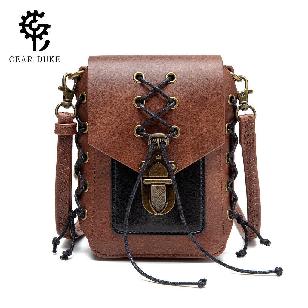 GEARDUKE Medieval Steampunk Retro Women's Small Crossbody Bag with Contrast Color