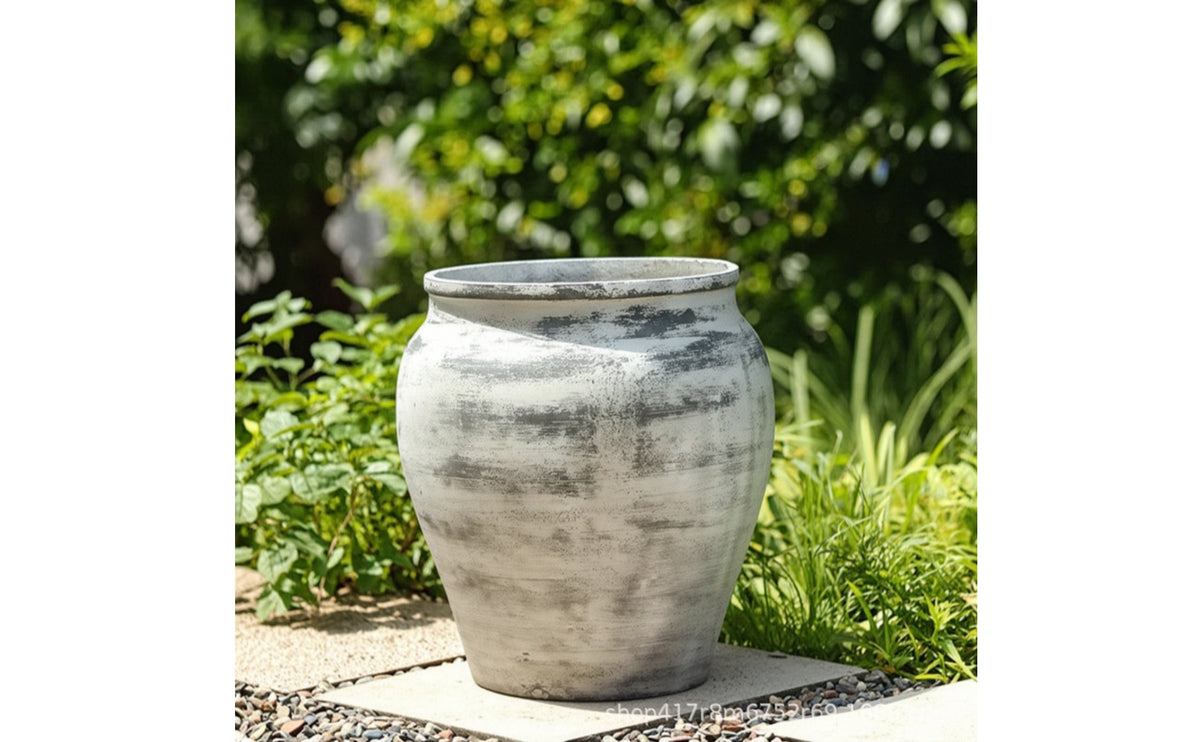 Distressed Floor-Standing Planter Pot Rustic Planter with Drainage Hole Weatherproof Weather-Resistant for Lobby, Office