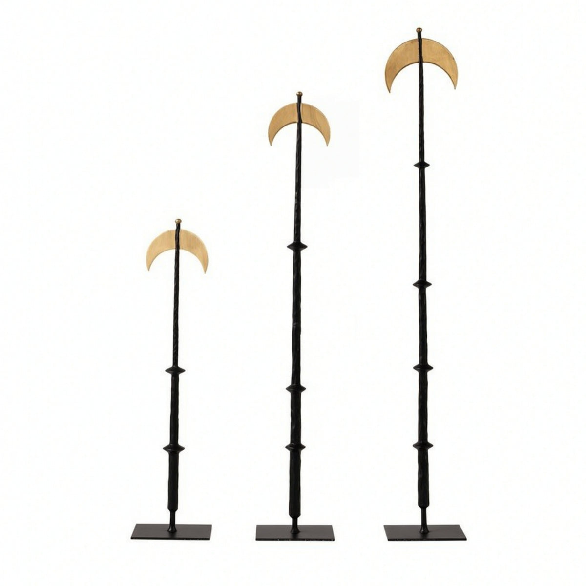 3 Pieces Curved Moon Ornament Sculptural Moon Sculpture with Base