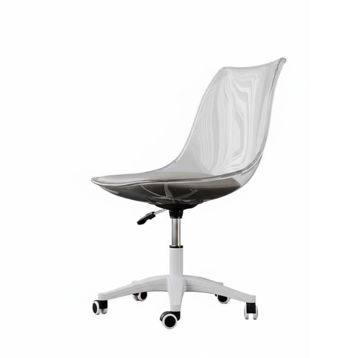 Armless Clear Rolling Chair Height Adjustable Clear Rolling Chair for Study Room