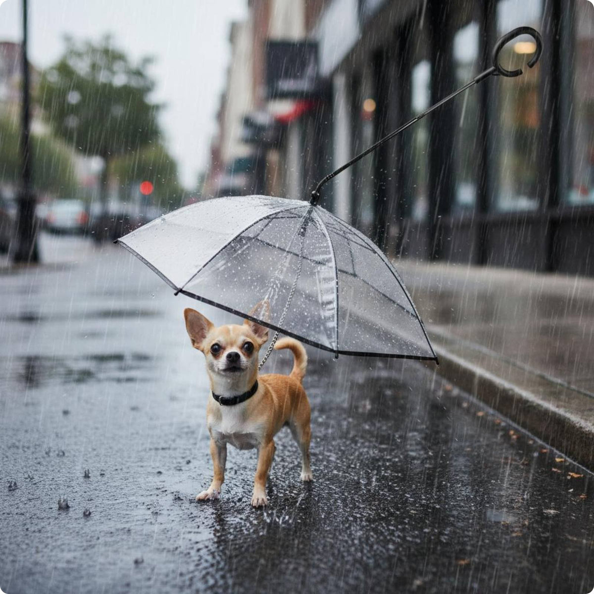 Waterproof Dog Umbrella Rainproof Transparent Dog Umbrella for Rainy Walks