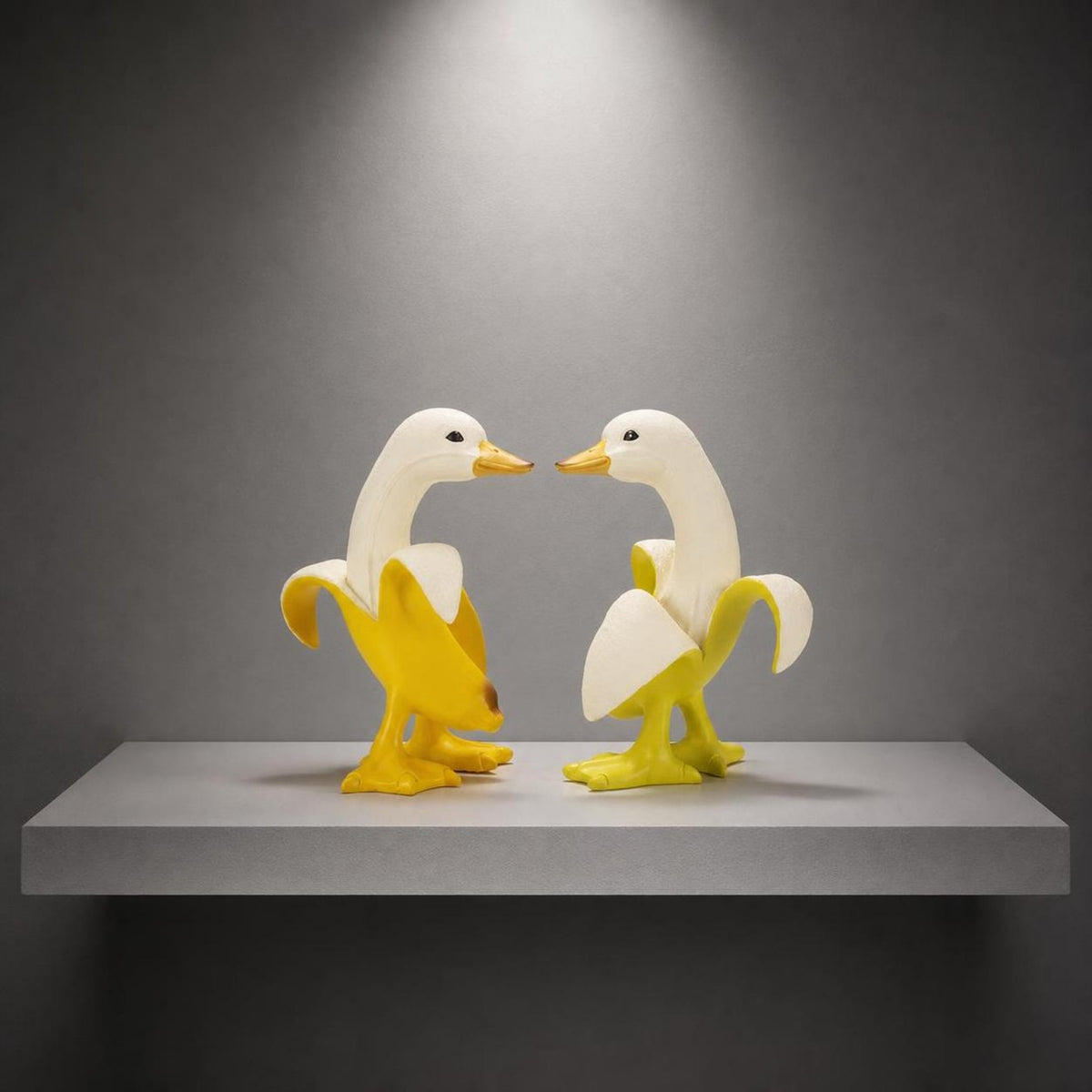 2 Pieces Banana Duck Statue Quirky Amusing Fowl Figurine Sculpture Funny Decor for Adults, Shelf