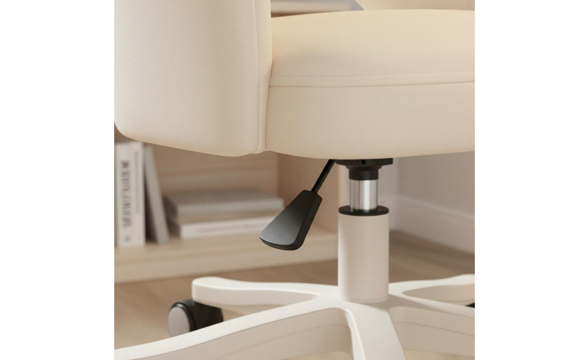 Height Adjustable Rolling Study Chair Comfortable Upholstery Ergonomic Backrest Chair Skin-Friendly Textile Home Furniture Space Saving for Students, Teens, Bedroom