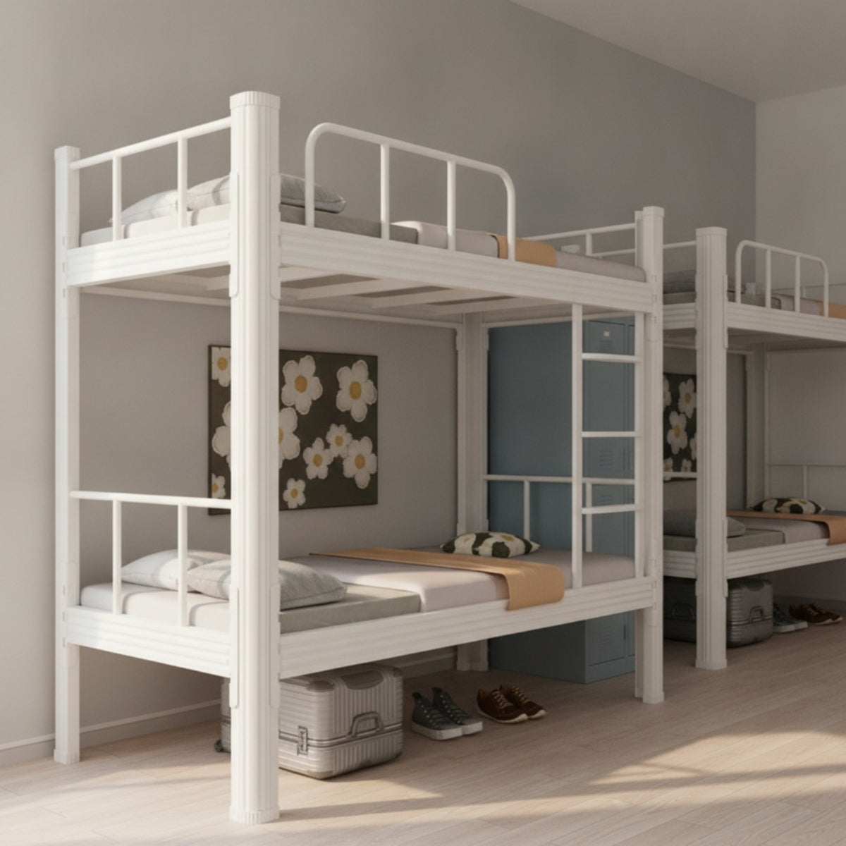Metal Bunk Bed Heavy Duty Bunk Bed Frame Sturdy Furniture for Roommates, Employees, Dormitory, Shared Bedroom, Employee Housing
