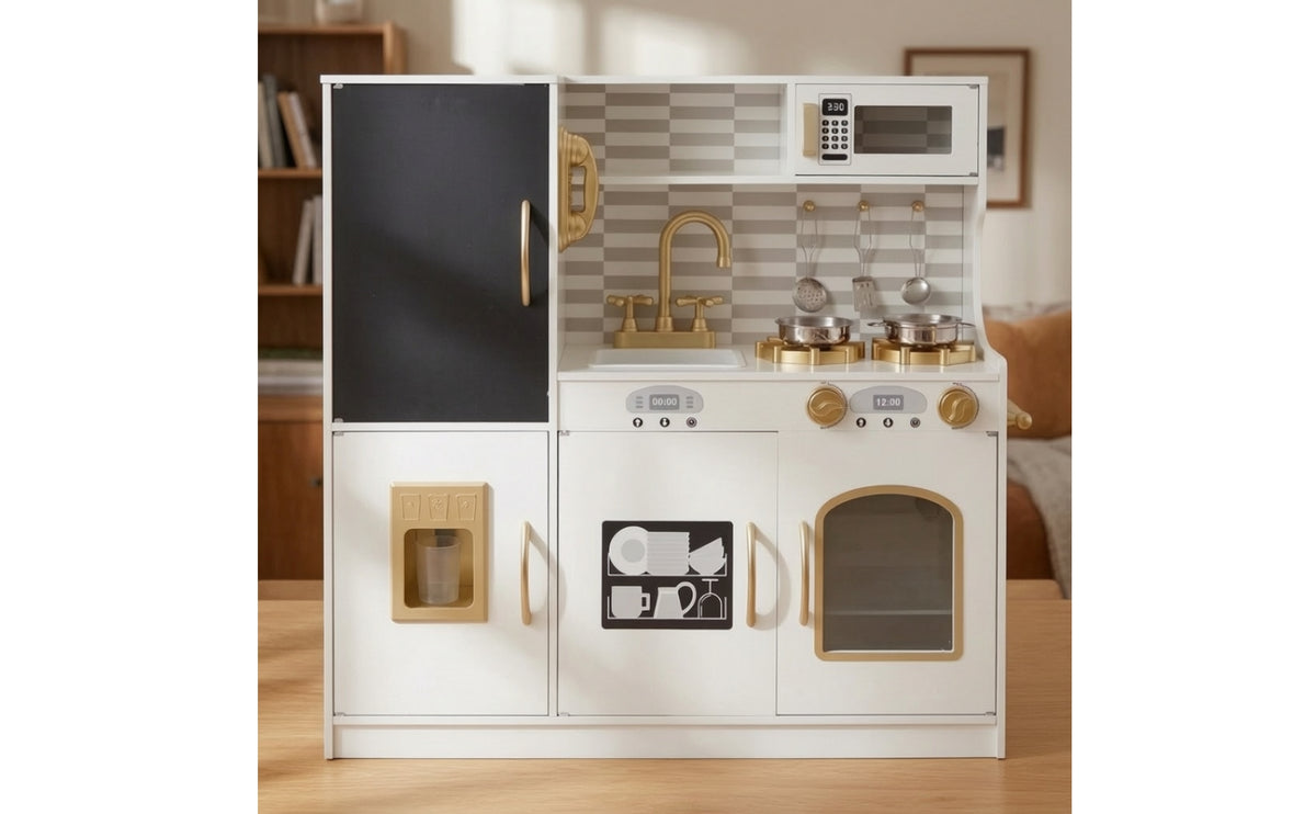 Wooden Play Kitchen with Refrigerator Toy Kitchen Set for Children, Classroom