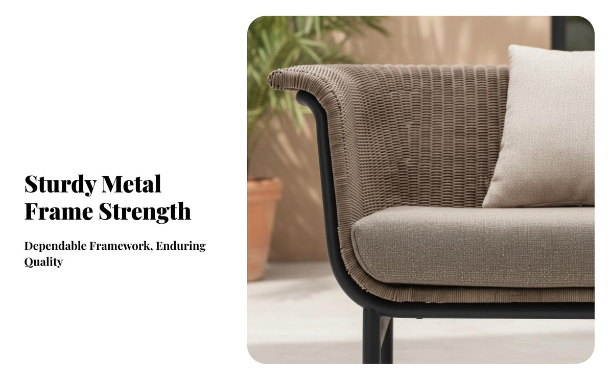 3 Pieces Southeast Asian design bird's perch Chair Set Woven Design Outdoor Furnishing Soft paddings Patio Seating Group Includes Table and Ottoman for Guesthouse Owners, Apartment Dwellers, Homeowners, Balcony, Living Room, Garden, rearyard