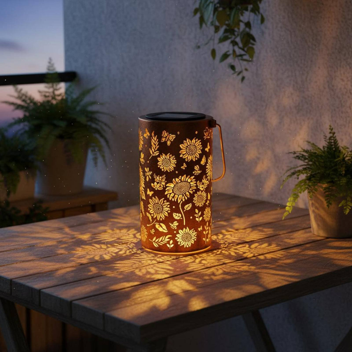 Solar Hanging Lantern Hollow Pattern Solar Lantern Waterproof for Camping, Yard