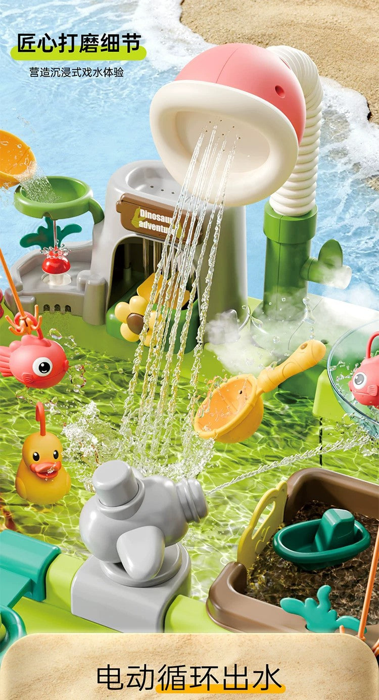 Electric Water Play Kitchen Toy with Dishwasher and Fishing Features