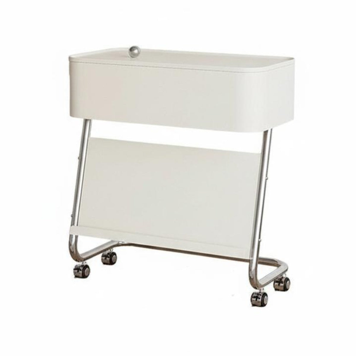 Wheeled C-Table For Small Spaces C-Shaped Rolling Couch Table Easy to Assemble