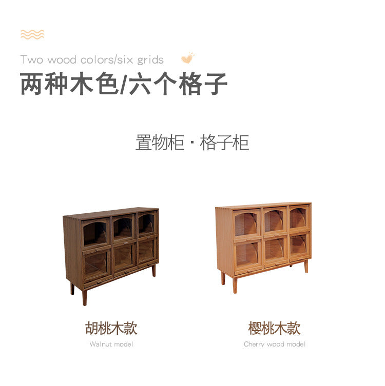 Miniature Six-Compartment Storage Cabinet Dollhouse Accessory Model, Retro Wabi-Sabi Style, Wood, M176