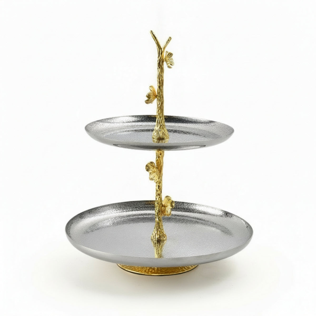 Fruit Tray with Stem Textured Serving Platter Stainless Steel for Dining Table