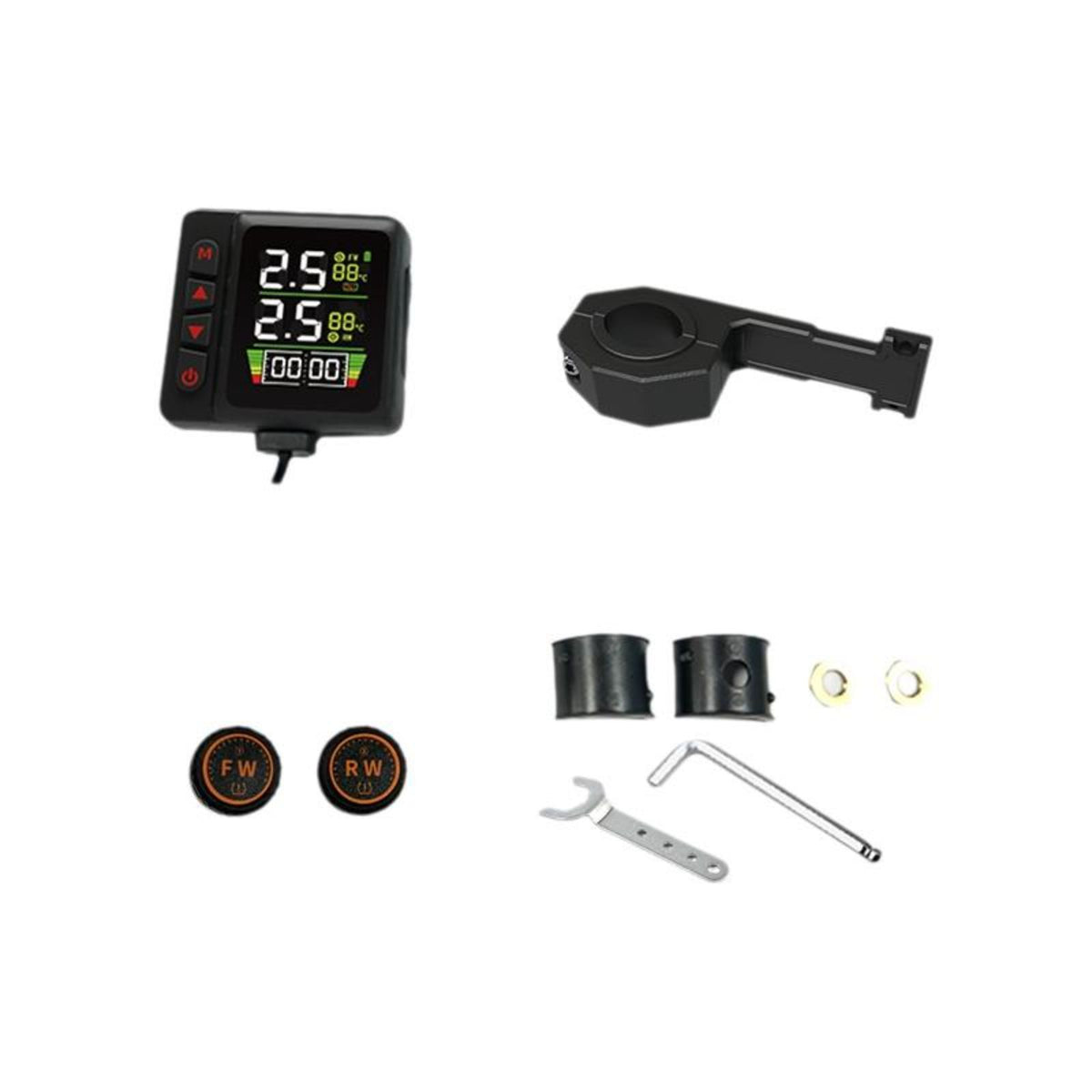 Tire Pressure Gauge, cordless Motorcycle TPMS, immediate alert, LCD Display, Waterproof, Two-Wheeler
