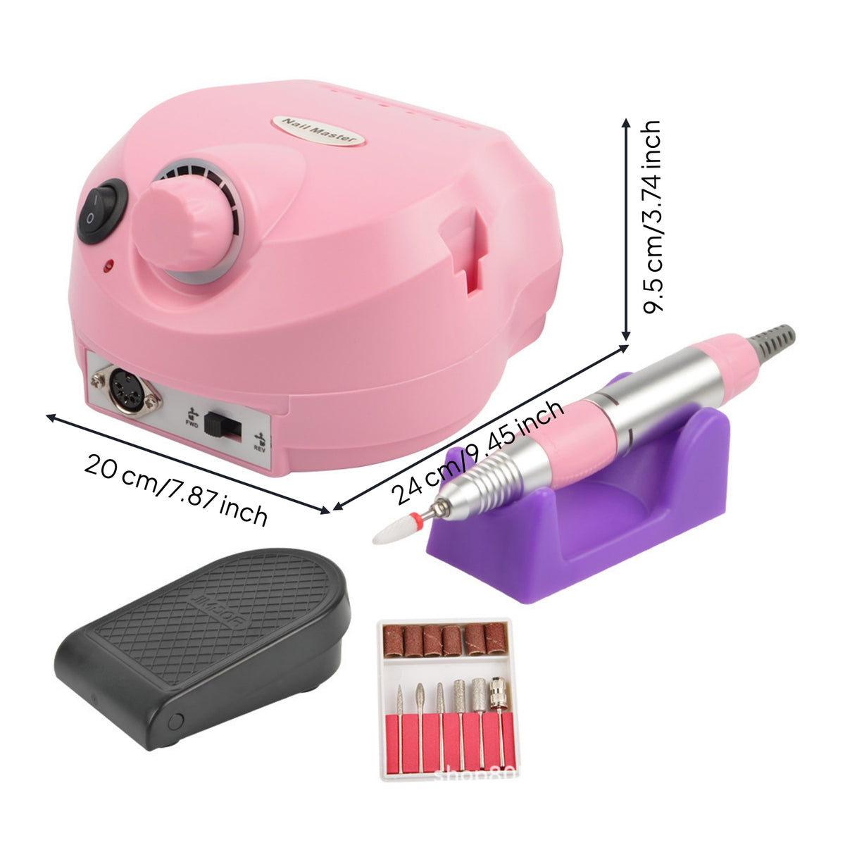 Rotary Electric Nail Drill Machine Multifunctional Nail Drill with Foot Pedal Low Vibration Appliance Quiet for Manicurists