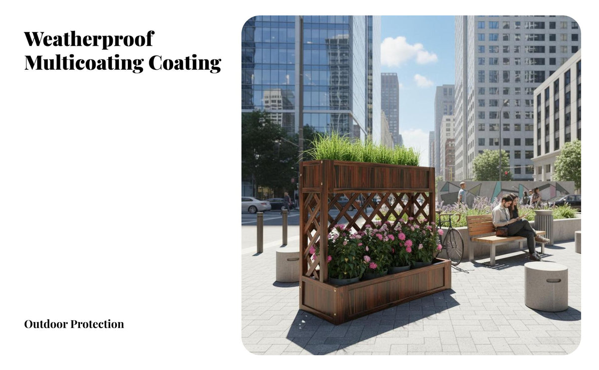 Elevated Design 2-Tier Planter Box with Trellis Multi-Functional 2-Tier Lattice Partition Sturdy Construction Garden Divider Weather-Resistant for Restaurant Owners, Gardeners, Homeowners, Storefront, Patio, Yard, Balcony