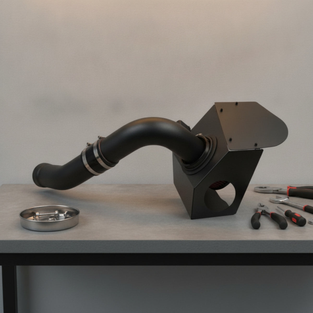Matte Black Cold Air Intake Kit with Heat Guard Aluminum Cold Air Intake System with Heat Guard Power Sporty Sound for Engine Bay