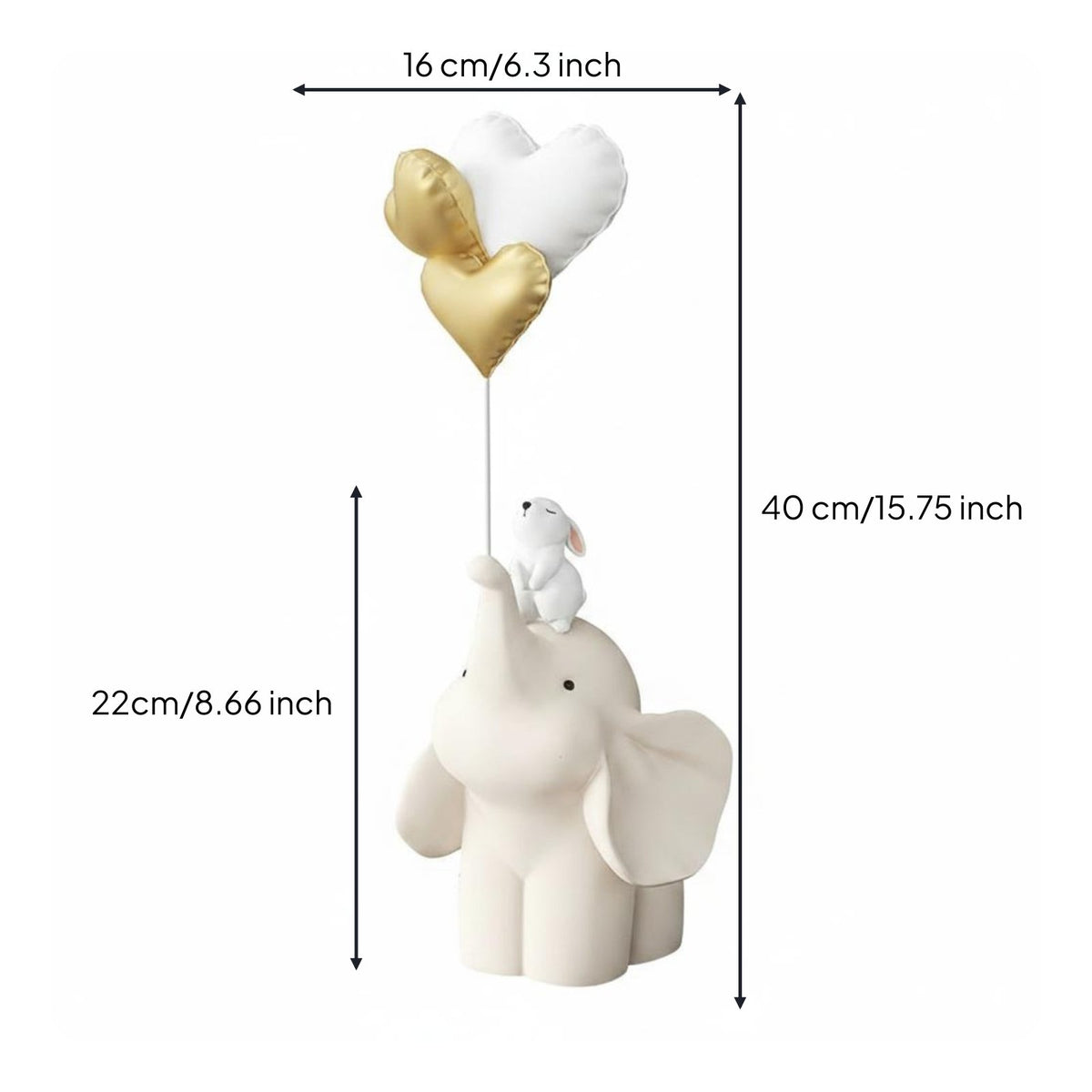 Elephant Statue Heart Balloons Cute Elephant Figurine Easy to Clean for Women