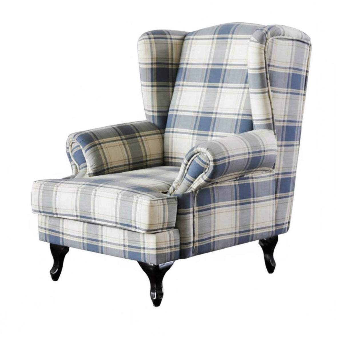 Highspine Design Plaid highspine side chair Armchair Vintage design Upholstered perusing Chair Tartan Pattern Single Sofa sturdy Wood Frame for Readers, Interior Decorators, Homeowners, Bedroom, Study, Photography Studio, Office