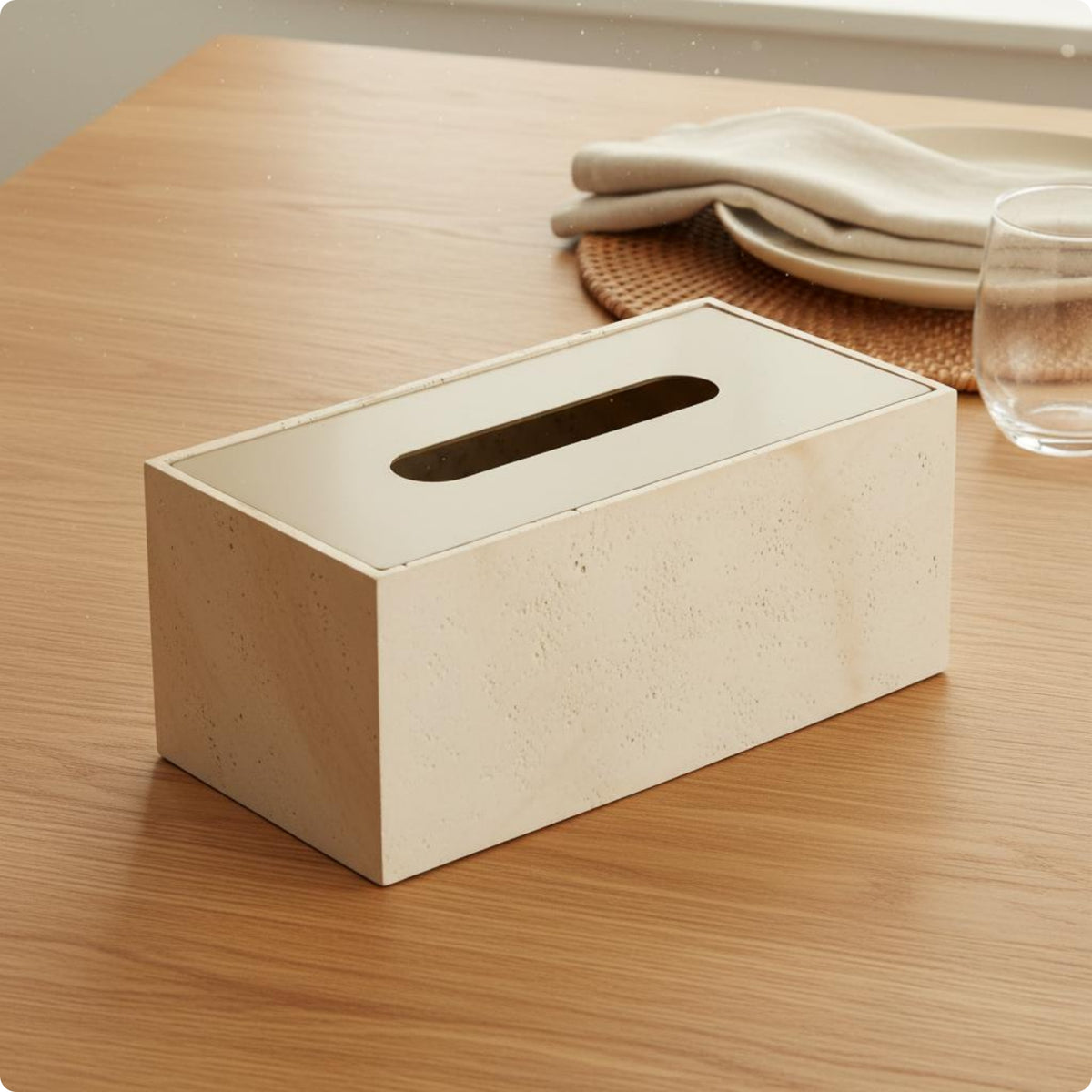 Stone Look Tissue Box Cover Minimalist Stone Look Tissue Box Easy to Clean Household Decor for Living Room, Desk