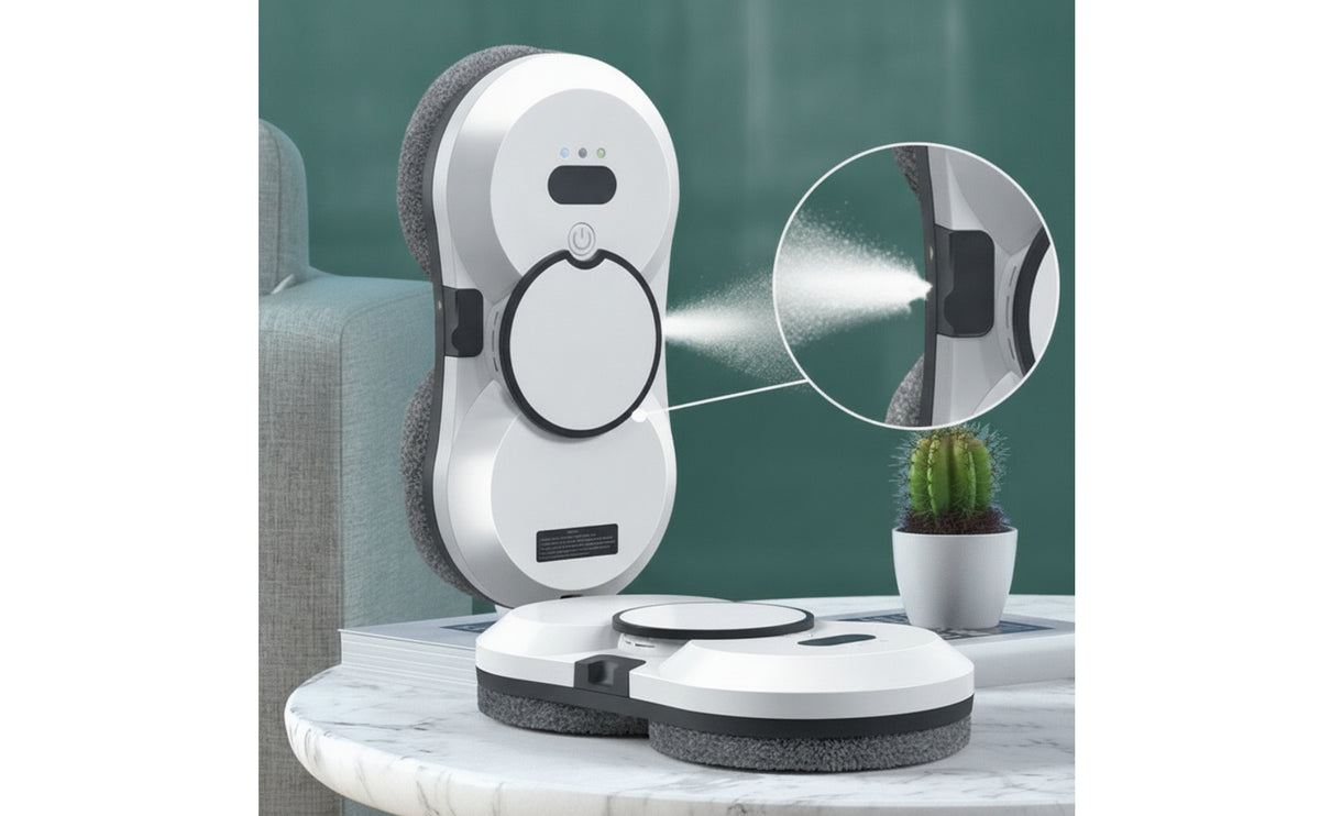 Intelligent Robot Window Cleaner with Spray Streakclear Window Cleaning Robot Compact Appliance Electric for High Glass Surfaces, Home