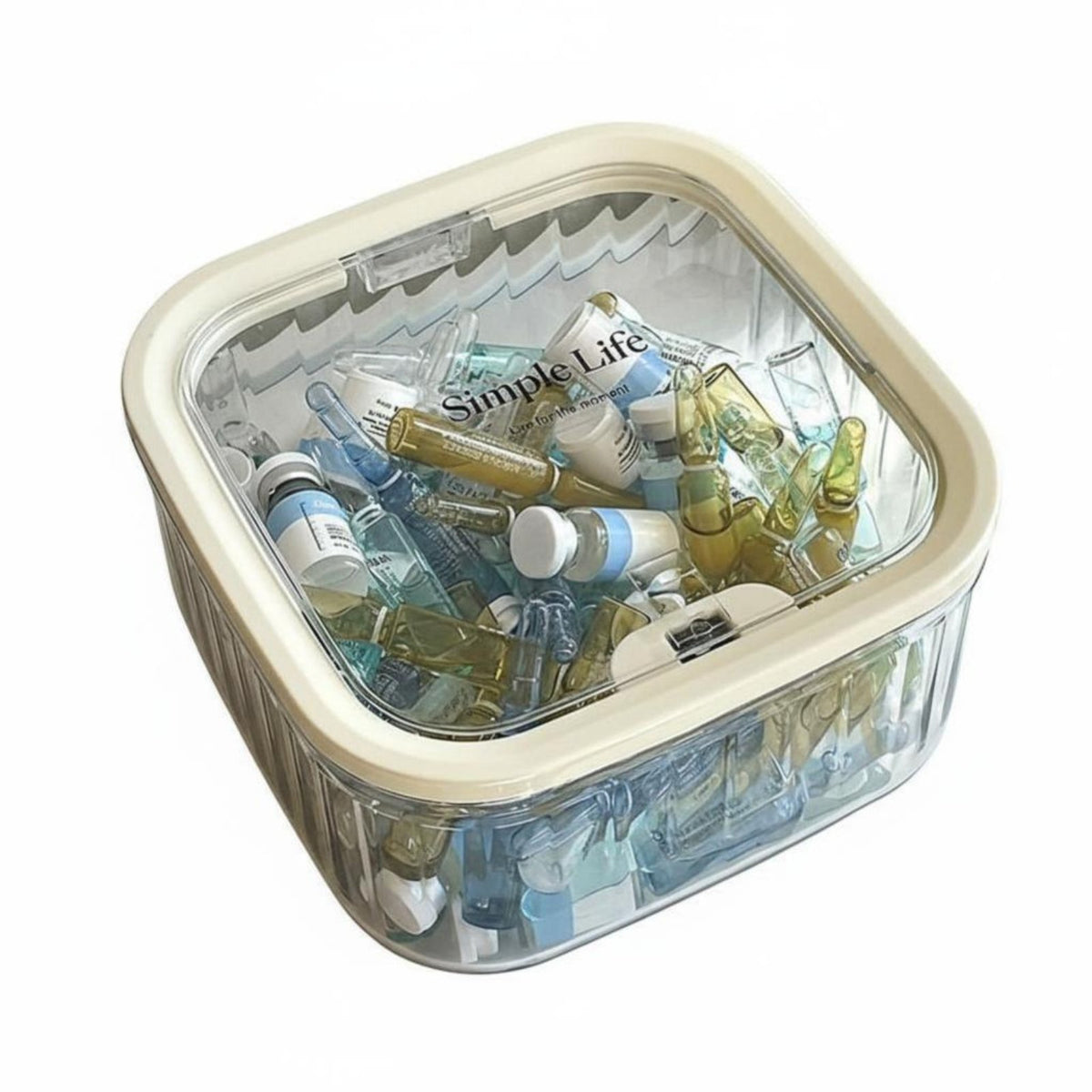 Cylindrical Vial Canister Transparent Design Household Storage for Makeup Users
