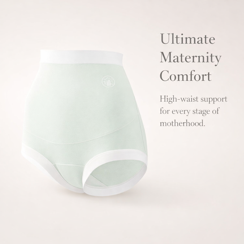 Postpartum Underwear High Waist for Maternity and After Birth, Plus Size Bamboo Fibre Knickers with Silk Gusset