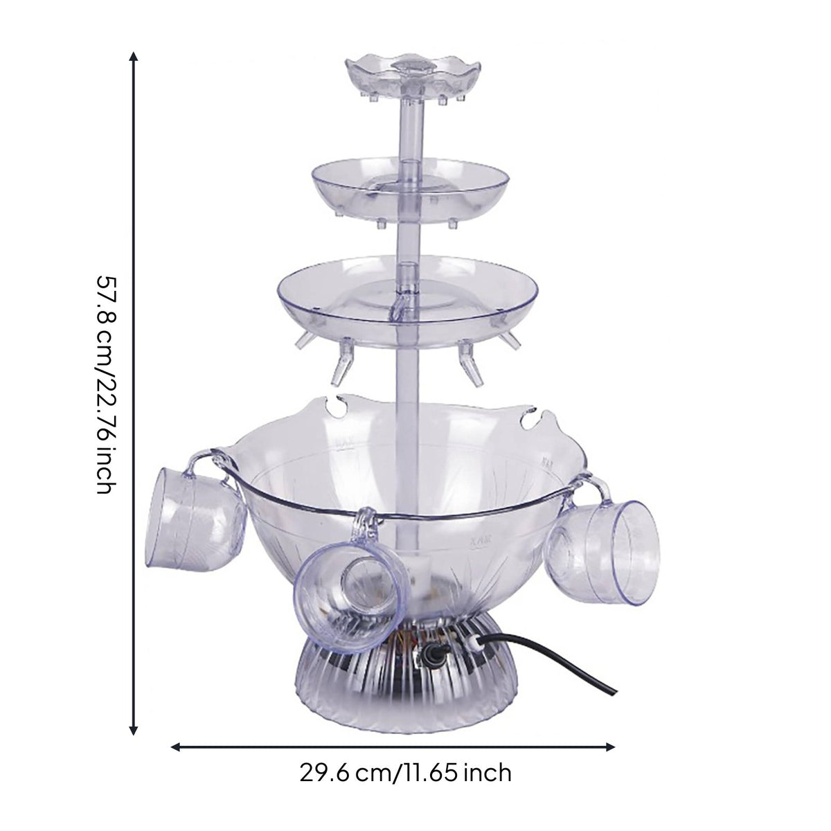 5-Cup Fountain Easy to Clean Party Wine Fountain Clear Design for Banquet
