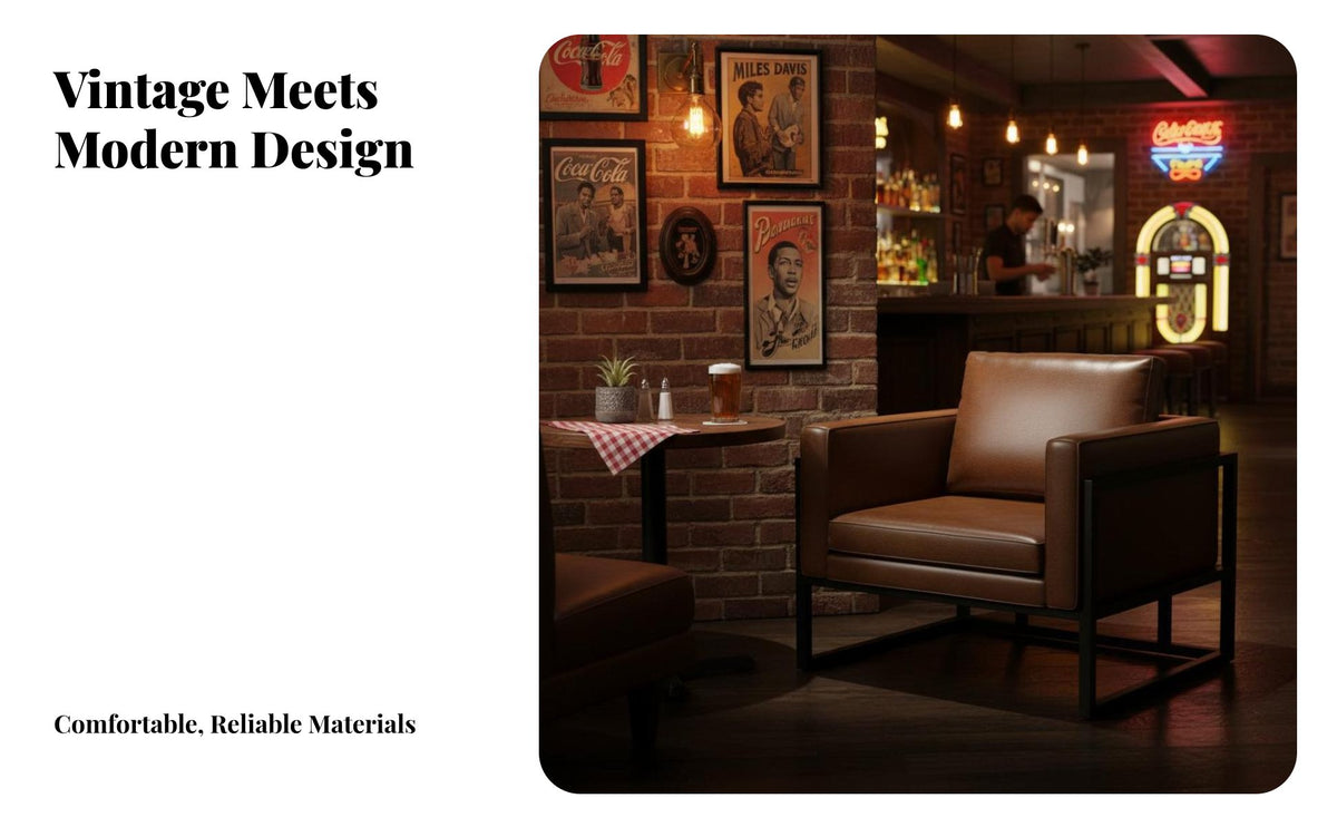 High-Density Foam Cushion Metal Frame Restaurant Booth Easy to Clean Industrial Design Booth Set Heat Resistant Cafe Table and Sofa Set Sintered Stone Tabletop for Bar Owners, Eatery, Lounge