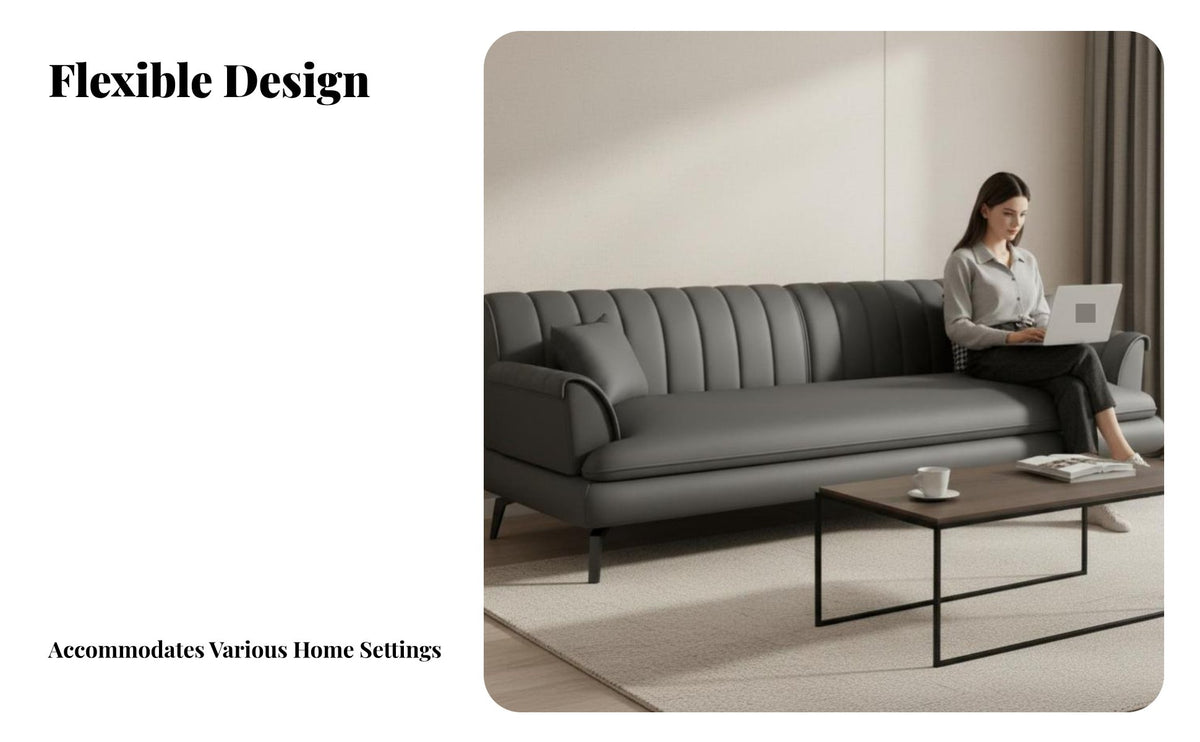 3-Seater Straight Sofa Genuine Leather 3-Seater Couch Small-Space suitable Household Furniture for Homeowners, Pet Owners, Living Room, Reception Area