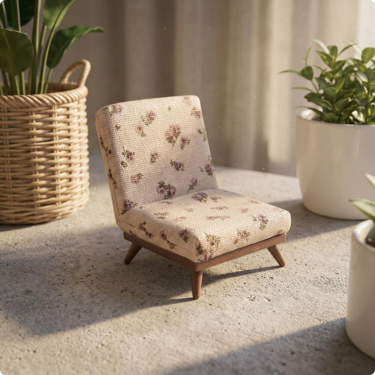 Miniature Sofa Chair Wooden Legs Dollhouse Armchair Low Angled Miniature Couch for Room Decor