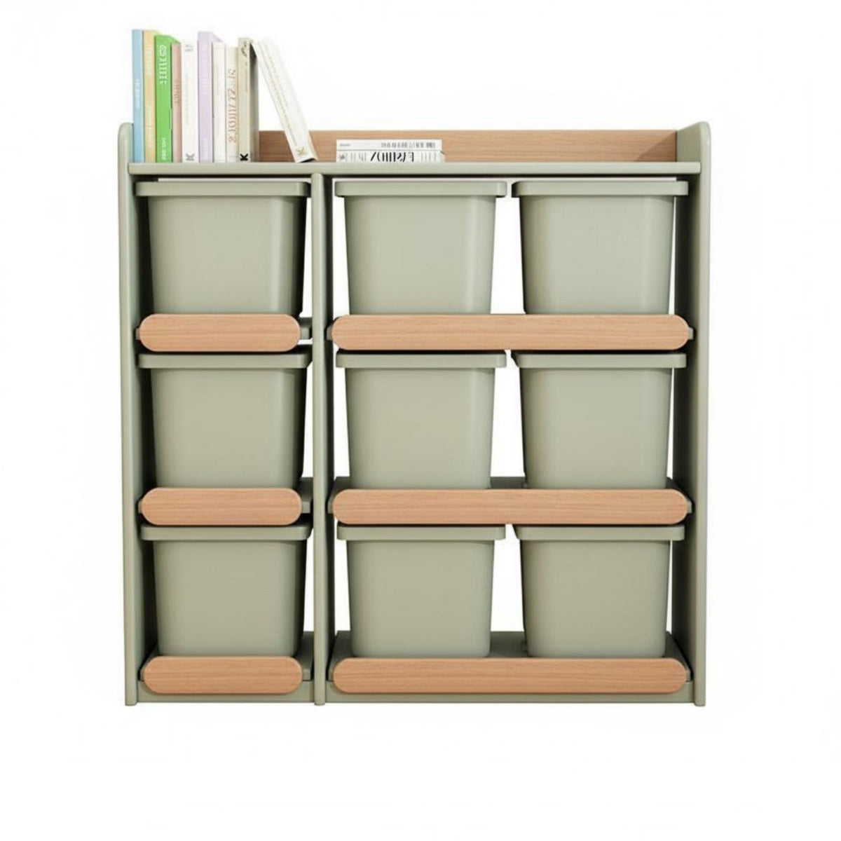 Child S Toy Storage Organizer with Bins Solid Wood Toy Storage Rack Removable Bins Open Shelf Rounded Corners Anti-tip Design Suitable for Bedroom Nursery Parents