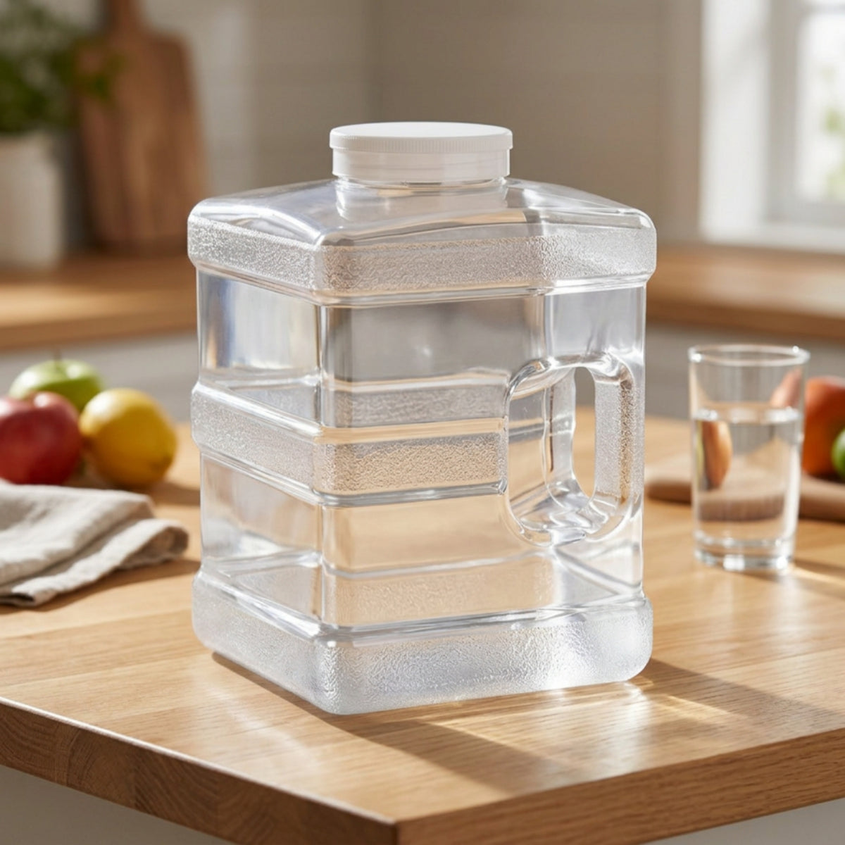 Transparent Water Container with Tube Wide-Mouth Water Container Square Container Portable for Tea Lovers, Campers, Camping, Car