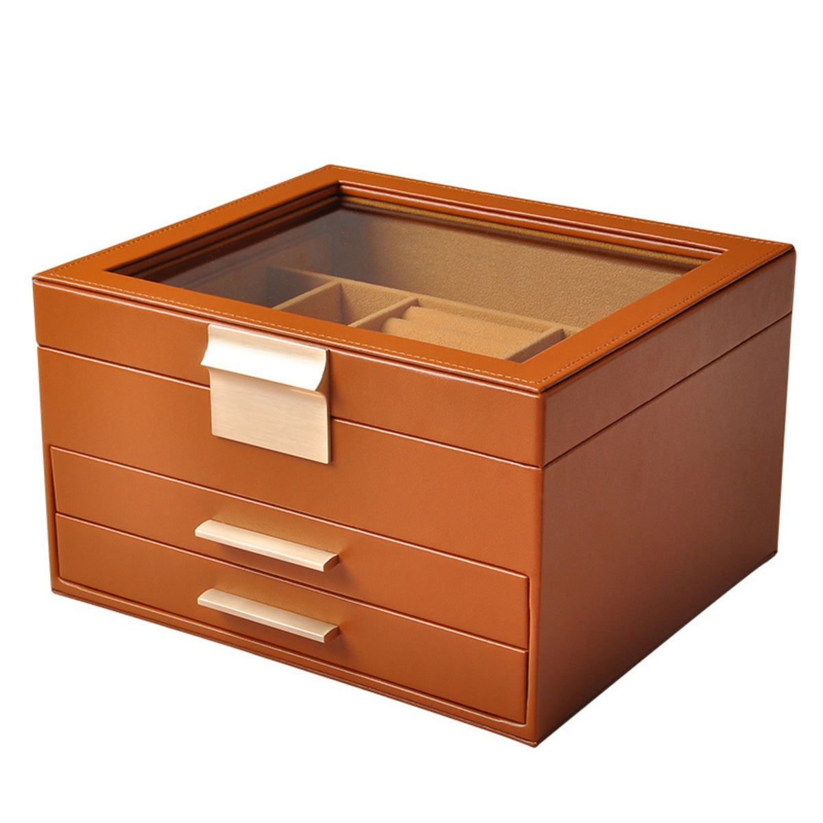 Long-Lasting 3-Layer Jewelry Organizer Modern Jewelry Box with Clear Lid Stylish Necklace Storage Box Elegant for Women, Girls, Dressing Table, Vanity, Bedroom