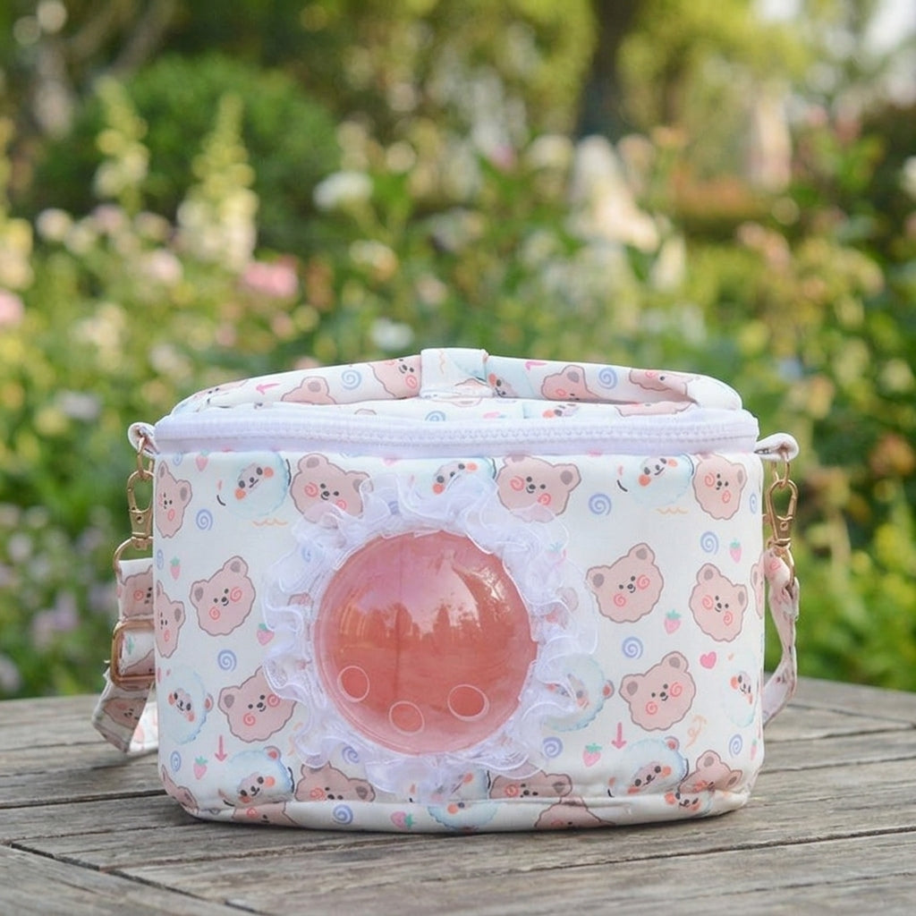 Pet Carrier Bag and Small Animal Carrier with Wood Base, Portable Pet Tote Bag and Pet Hand Bag with Shoulder Strap for Outdoor Spring Outing