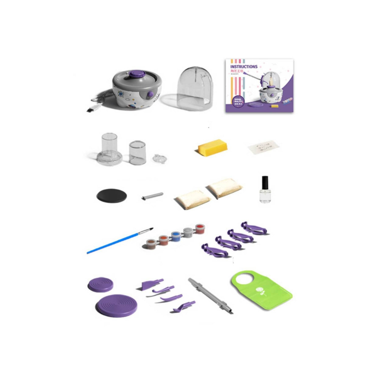 USB-Powered Electric Pottery Wheel with Dome Tabletop Pottery Wheel with Sculpting Tools Hands-on Art Kit DIY for Beginners