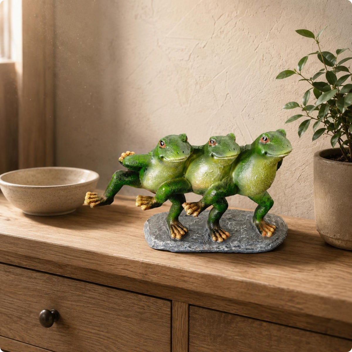 Dancing Frog Figurine Resin Frog Figurine Tabletop