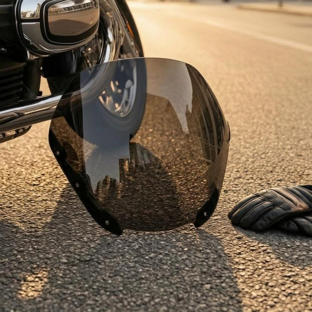 Curved Motorcycle Windshield Rounded Top Motorcycle Windscreen Brackets Mounting Holes Motor Accessory for Riding